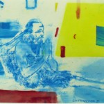Leon Golub: SatyrYoga III, 2004. Pastel y tinta sobre papel, 20 x 25 cm
